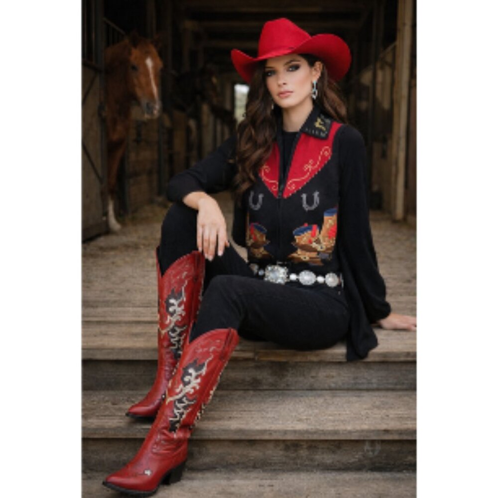 Very Rare Vintage Tiara International Western themed sweater vest - SIze Small